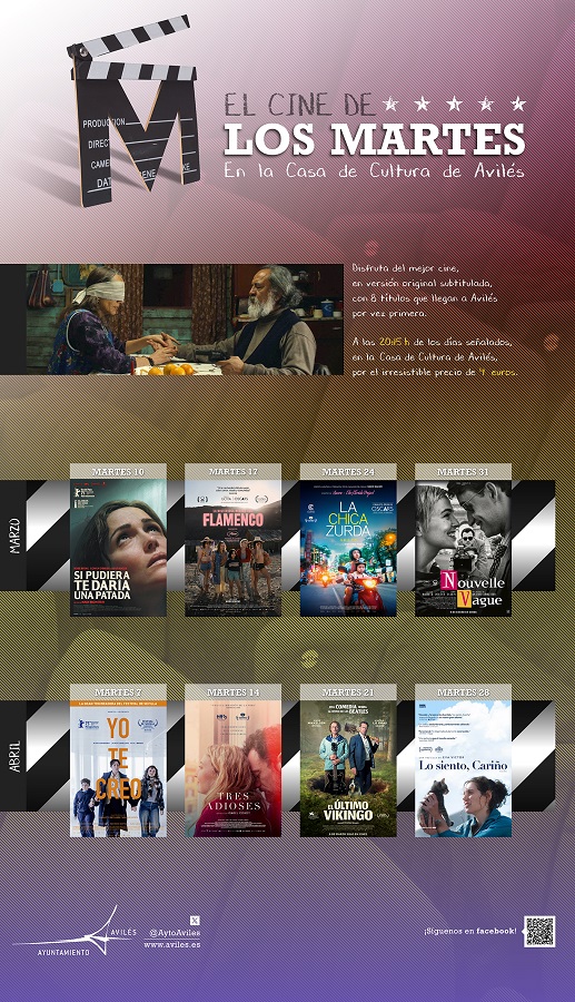 Cartel anunciador del Cine de los Martes para marzo y abril de 2026