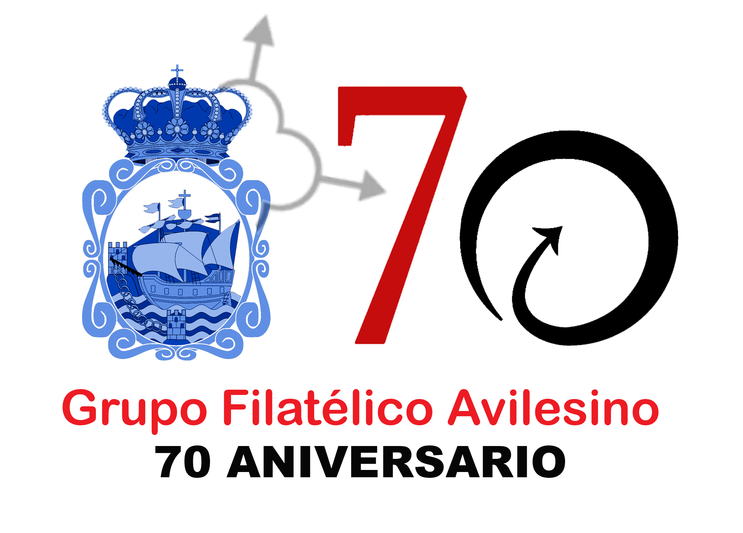 Logotipo conmemorativo del 70 aniversario del Grupo Filatélico Avilesino